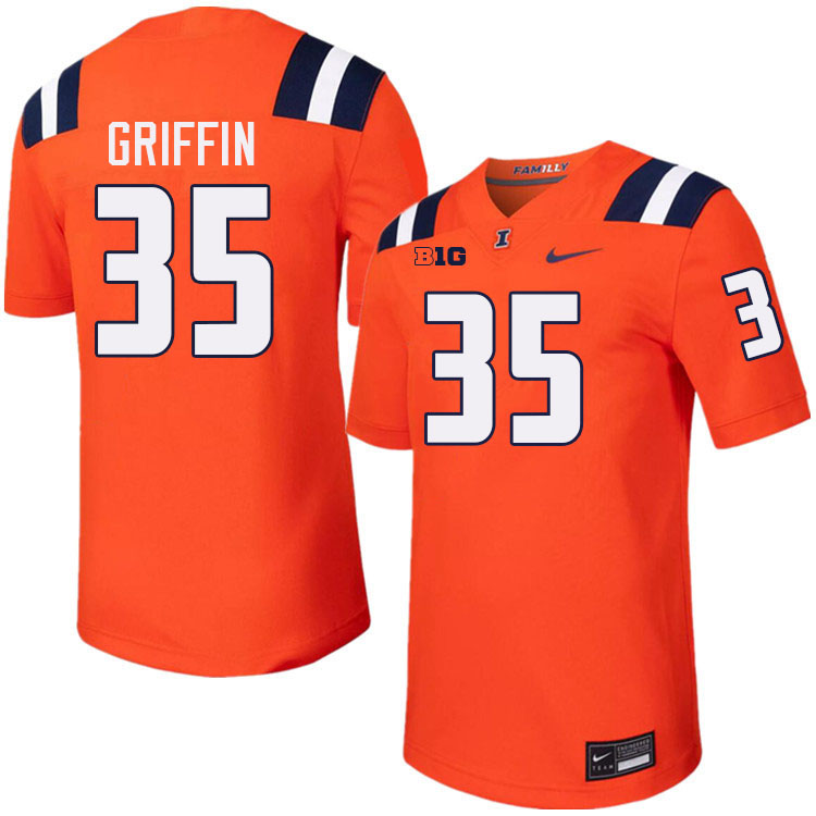 Men #35 Grayson Griffin Illinois Fighting Illini College Football Jerseys Stitched-Orange